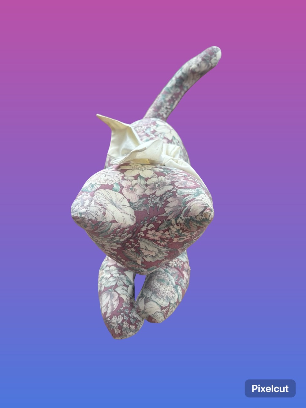 Floral Fabric Cat Doorstop / Décor - Pink and Cream